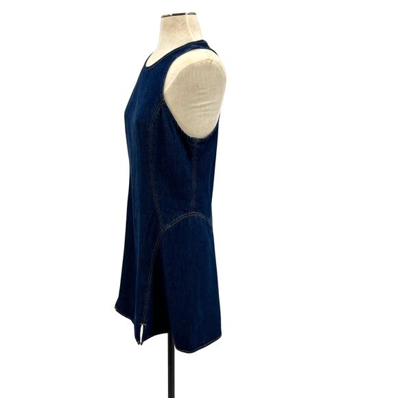 Re/Done Denim Split-Front Racerback Minidress Dress Blue Size Medium - Picture 6 of 14